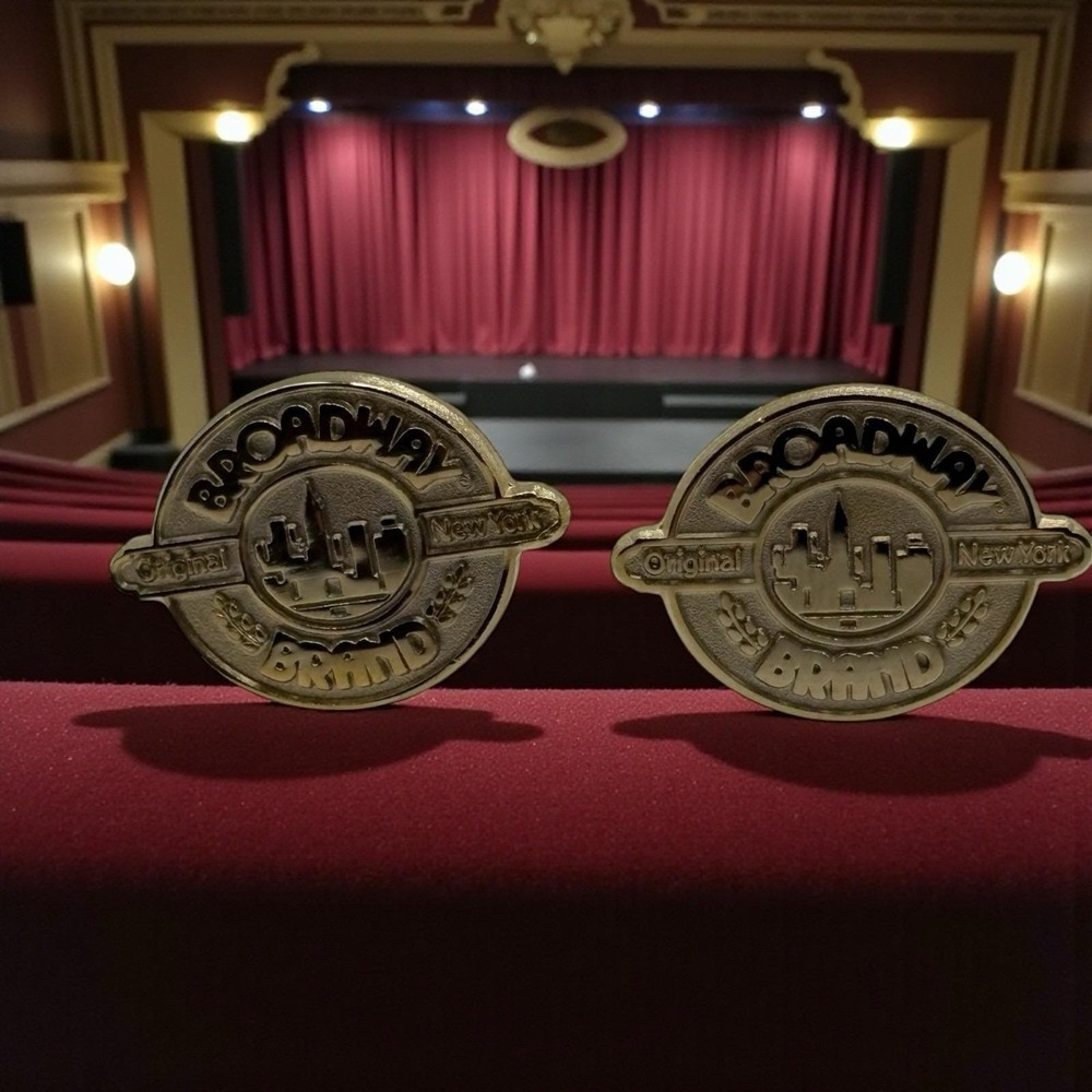 Broadway Brand Cufflinks Original New York Theater Gold Tone‎ Musical RARE VTG